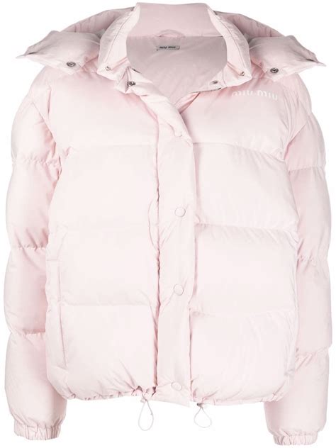 miu miu pink puffer|Miu Miu Hooded Puffer Jacket .